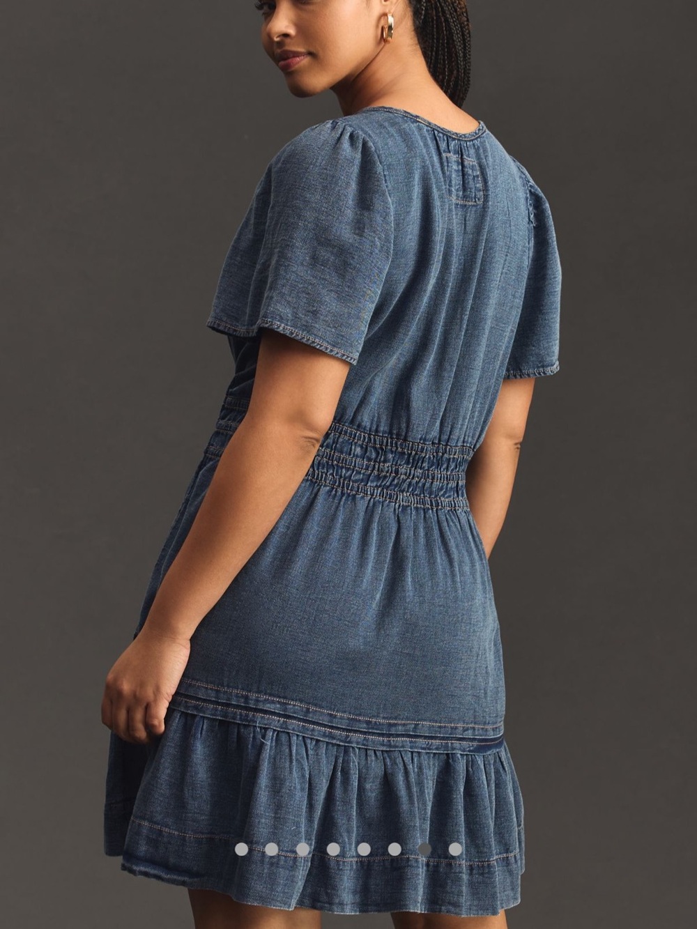 Anthropologie Somerset Mini Denim Blue Smocked-Waist Dress, 1x , worn once - Picture 3 of 9